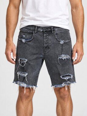 Purple Brand P020 Distressed Denim Shorts Charcoal Black Mens Size 30